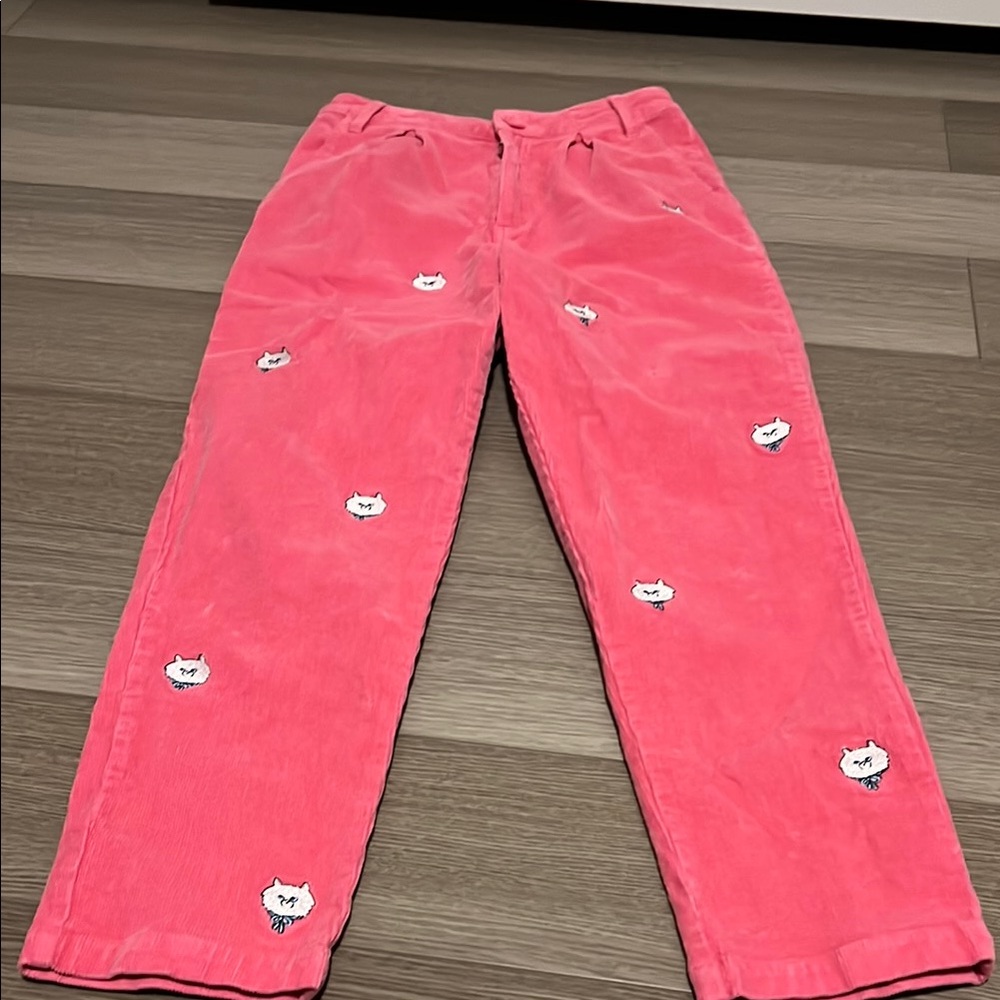 Lazy Oaf Pink Corduroy Cat Embroidered Pants